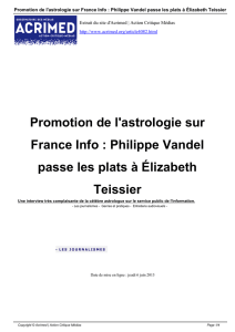 Promotion de l`astrologie sur France Info : Philippe Vandel
