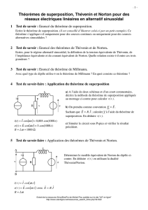 Théorèmes de superposition, Thévenin et Norton
