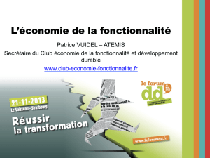 L`économie de la fonctionnalité - Forum du Développement Durable