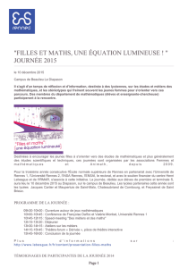 ENS Rennes - "Filles et Maths, une équation lumineuse ! " Journée