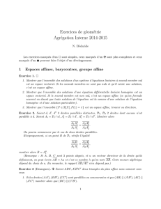 Exercices de géométrie Agrégation Interne 2014-2015