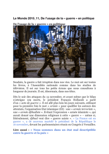 Le Monde, De l`usage de la guerre en politique (19 nov. 2015)
