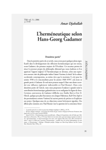 L`herméneutique selon Hans-Georg Gadamer