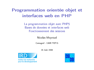 Programmation orientée objet et interfaces web en PHP