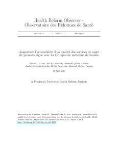 Health Reform Observer - Observatoire des Réformes de Santé