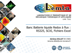 Banc Batterie liquide Redox à flux : RS325, SCXI, Fichiers