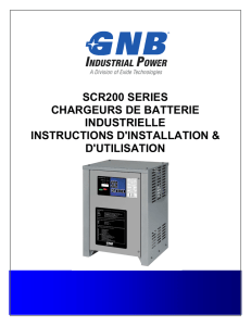 GNB® SCR200 Chargeurs de Batterie Industrielle Instructions d