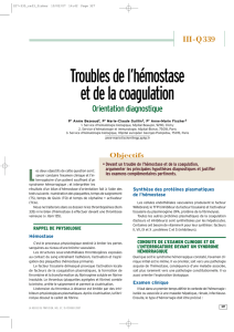 Troubles de l`hémostase et de la coagulation