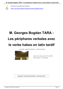 M. Georges Bogdan TARA - Les périphares verbales avec le verbe