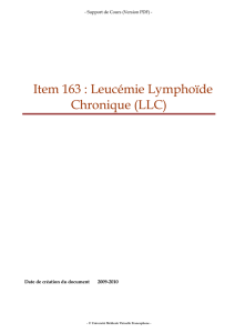 Item 163 : Leucémie Lymphoïde Chronique (LLC)