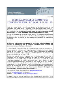 Le CESE accueille le sommet des consciences pour le climat le 21
