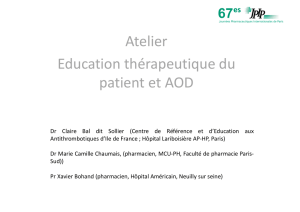 Atelier Education thérapeutique du patient et AOD - JPIP