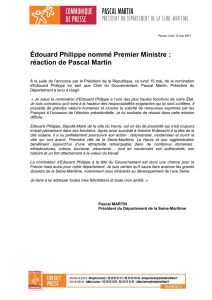 Édouard Philippe nommé Premier Ministre : réaction de Pascal Martin