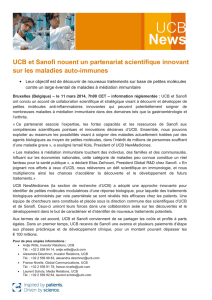 UCB et Sanofi nouent un partenariat scientifique innovant sur les