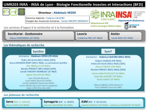 UMR203 INRA - INSA de Lyon - Biologie Fonc onelle Insectes et