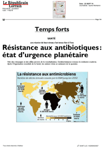 Résistance aux antibiotiques état d`urgence planétaire