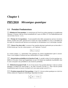 Chapter 1 PHY2810 Mécanique quantique