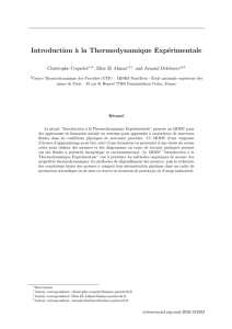 Introduction à la Thermodynamique Expérimentale
