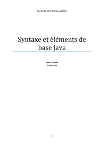 Syntaxe et éléments de base Java - MI