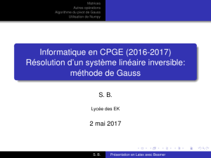 Informatique en CPGE (2016-2017) Résolution d`un système