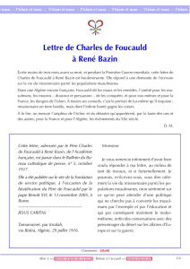 Lettre de Charles de Foucauld à René Bazin - Reseau
