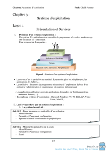 Chapitre 3 : Système d`exploitation Leçon 1 Présentation et Services