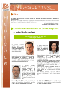 Newsletter médicale n° 7 - Centres Hospitaliers de Rochefort et