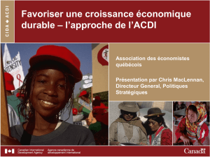 Favoriser une croissance économique durable – l`approche de l`ACDI