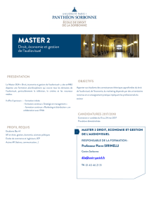 Master 2 Droit, économie et gestion de l`audiovisuel