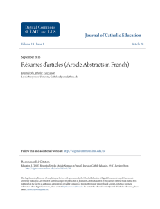 Article Abstracts in French - Digital Commons at Loyola Marymount