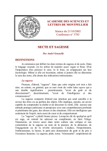 secte et sagesse - Académie des Sciences et Lettres de Montpellier