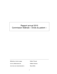 Rapport annuel 2010 Commission fédérale « Droits du patient »