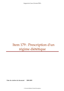 Item 179 : Prescription d un régime diététique