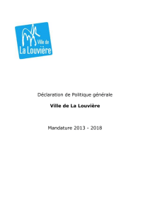 Déclaration de Politique générale Ville de La Louvière Mandature