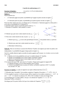 TS2 15/2/2013 Contrôle de mathématiques n° 6 Exercice 1 (8 points