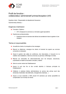 Profil de fonction : collaborateur administratif primes/réception (h/f)