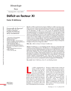Déficit en facteur XI - John Libbey Eurotext