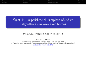 Sujet 1: L`algorithme du simplexe révisé et l`algorithme simplexe