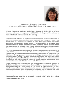 Conférence de Myriam Boucharenc : « Littérature publicitaire et