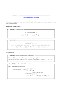 Formulaire de révision Nombres complexes Polynômes