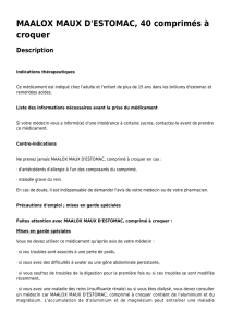 Notice MAALOX MAUX D`ESTOMAC, 40 comprimés à croquer