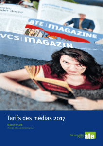 Magazine ATE, tarifs des médias 2017 des annonces commerciales