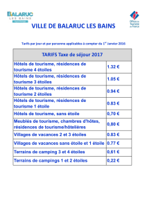 TARIFS 2017 TAXE DE SEJOUR - Balaruc-les