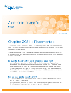 Alerte info financière : Chapitre 3051, « Placements