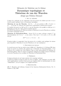 Dynamique topologique et Théorème de Van der Waerden