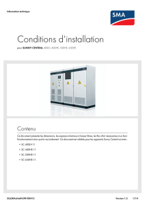 Conditions d`installation - pour SUNNY CENTRAL 400LV