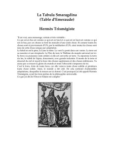 La Tabula Smaragdina (Table d`Emeraude) Hermès Trismégiste