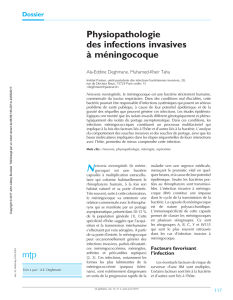 Physiopathologie des infections invasives à méningocoque