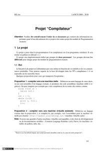 Projet “Compilateur”