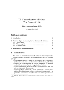 TP d`introduction à Python The Game of Life